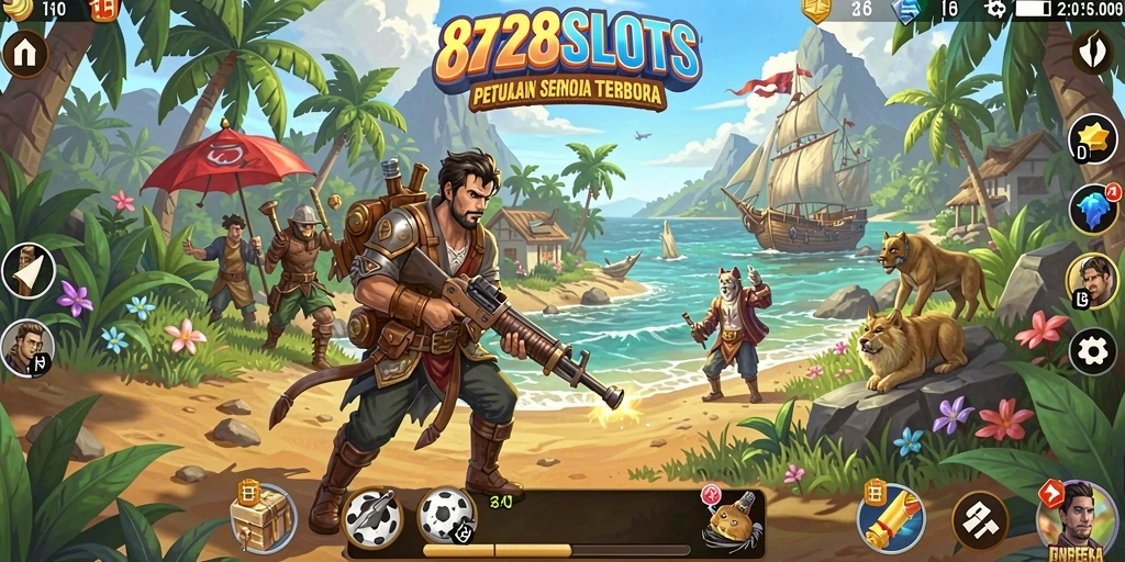 Tangkapan layar menunjukkan petualangan menakjubkan di dunia terbuka 8728SLOTS.