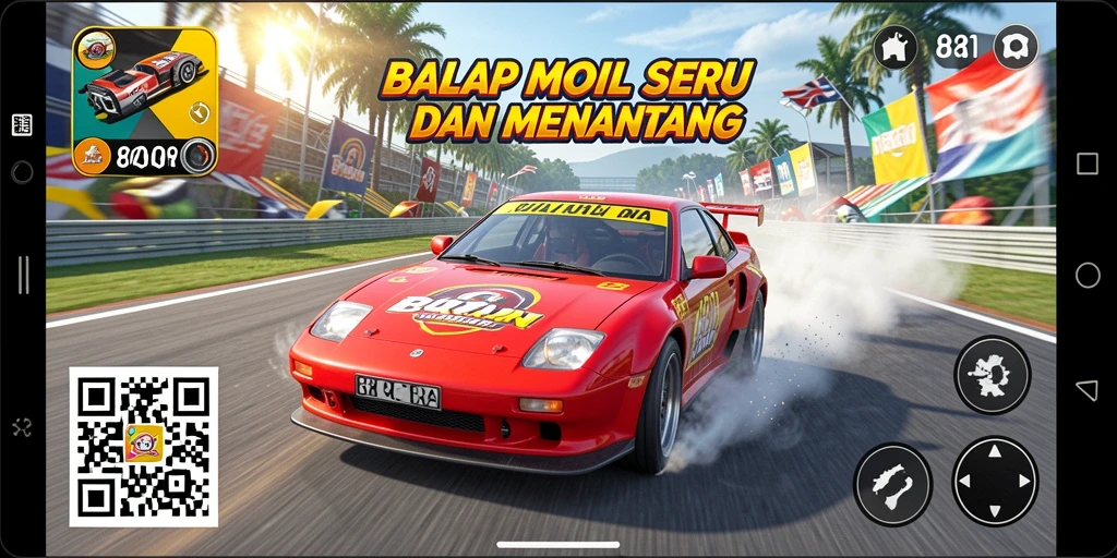 Tangkapan layar gameplay 8QR yang menampilkan balapan dinamis.