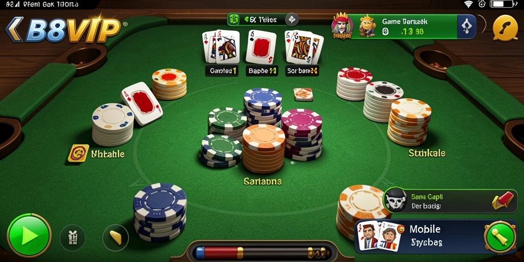 Tampilan menarik dari gameplay Gaple di B8VIP dengan teman-teman.