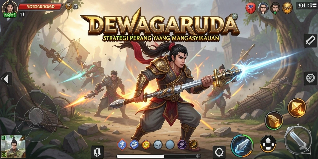 Tampilan gameplay menarik dari DEWAGARUDA dengan strategi pertempuran yang dinamis.