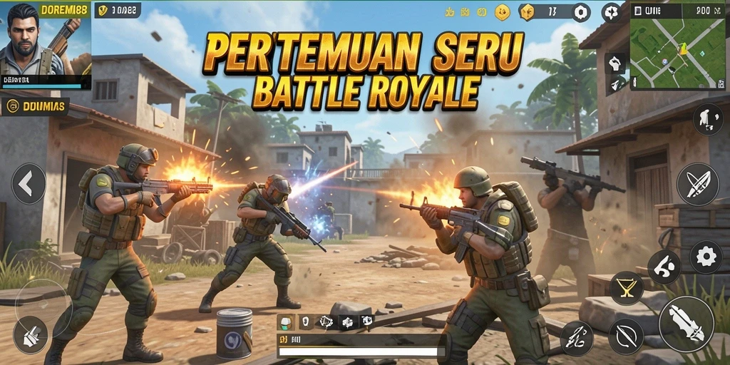 Gameplay seru DOREMI88 dengan aksi Battle Royale yang mendebarkan.