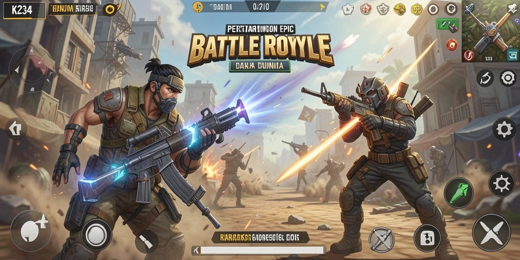 Tangkapan layar menunjukkan aksi seru dalam mode Battle Royale K234.