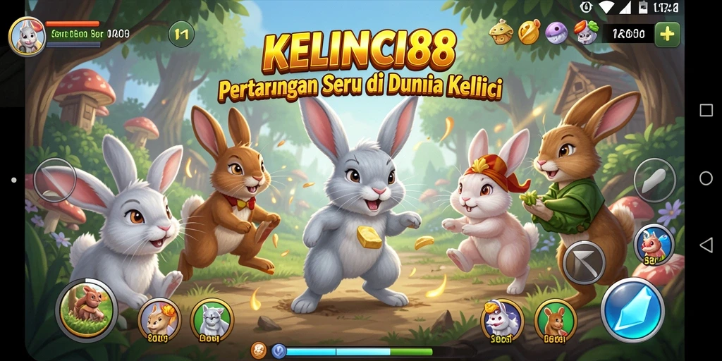 Screenshot gameplay KELINCI88 menampilkan pertarungan kelinci yang seru dan dinamis.