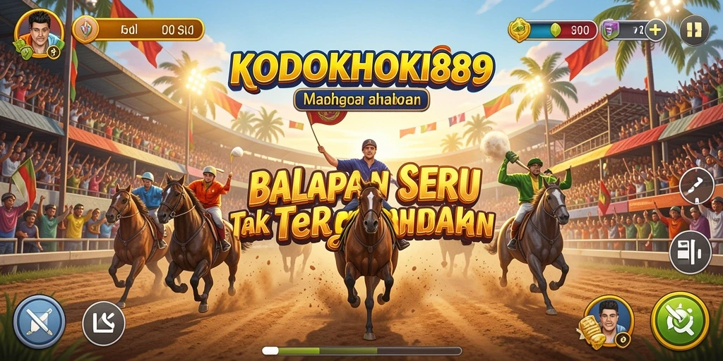Screenshot gameplay KODOKHOKI889 menunjukkan aksi balapan yang mendebarkan.
