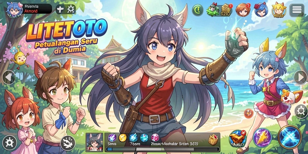 Tampilan gameplay LITETOTO yang menakjubkan dengan karakter anime.