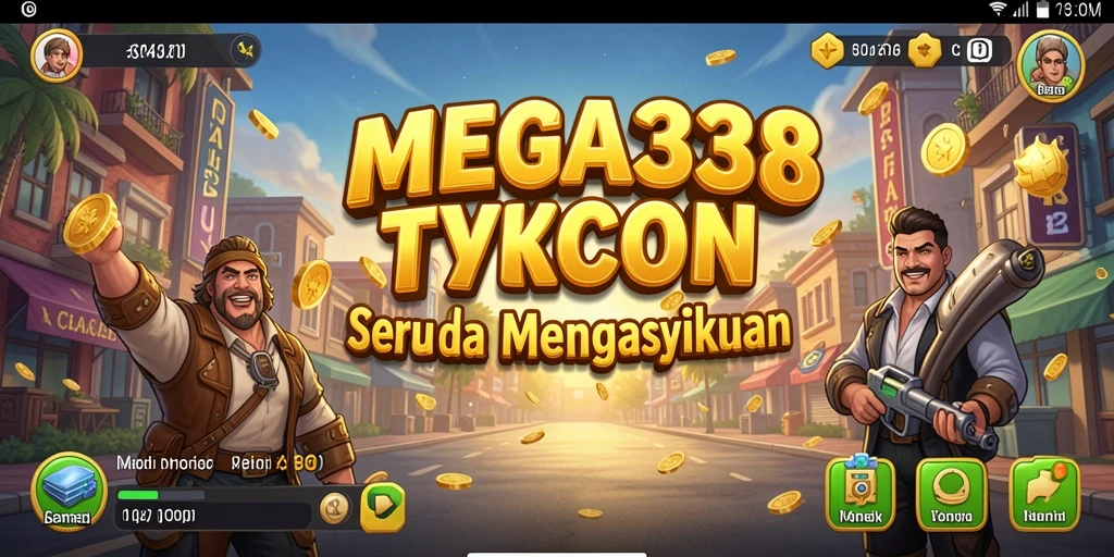 Screenshot utama MEGA338 menampilkan gameplay bisnis yang seru dan strategis.