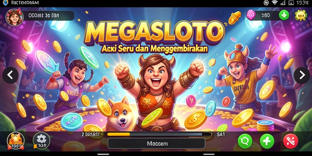 Tampilan aksi seru dalam permainan MEGASLOTO.