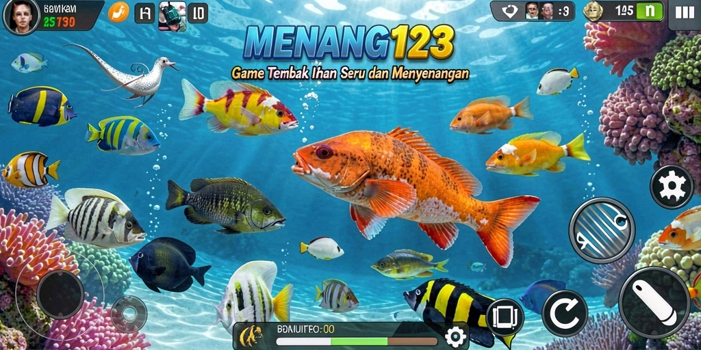 Tampilan gameplay seru di MENANG123, menangkap ikan dengan keseruan.