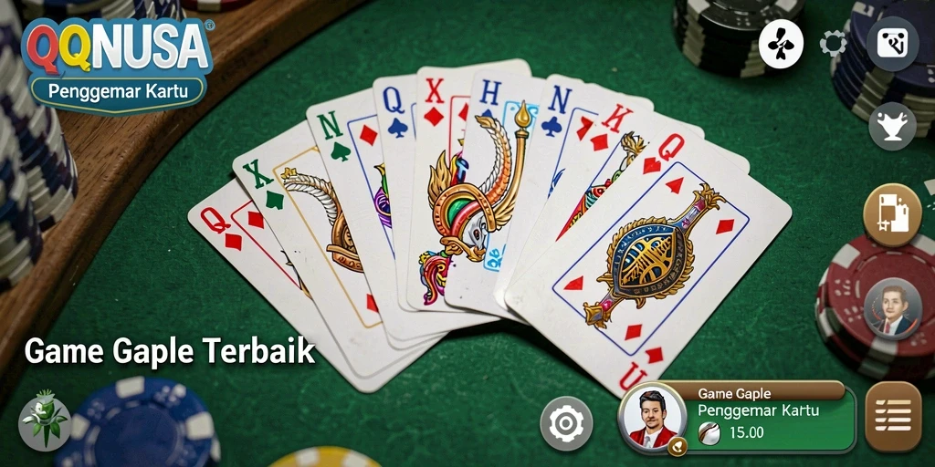 Visual gameplay seru dari QQNUSA yang menampilkan permainan Gaple.
