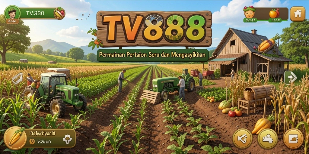 Screenshot gameplay <strong>TV888</strong> yang menunjukkan aktivitas bertani yang seru dan interaktif.