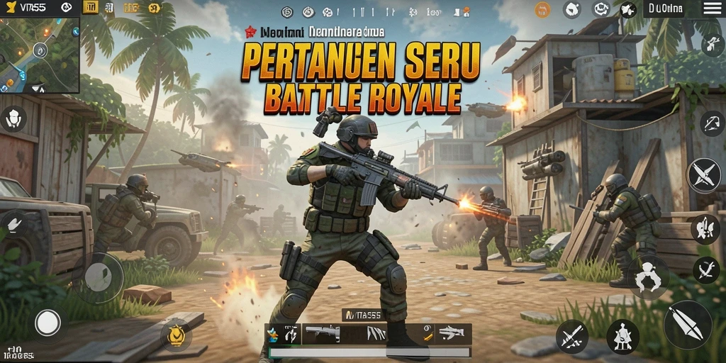 Screenshot gameplay VITA555 dengan aksi pertempuran yang mendebarkan.